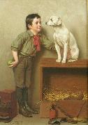 John George Brown His favorite pet oil painting